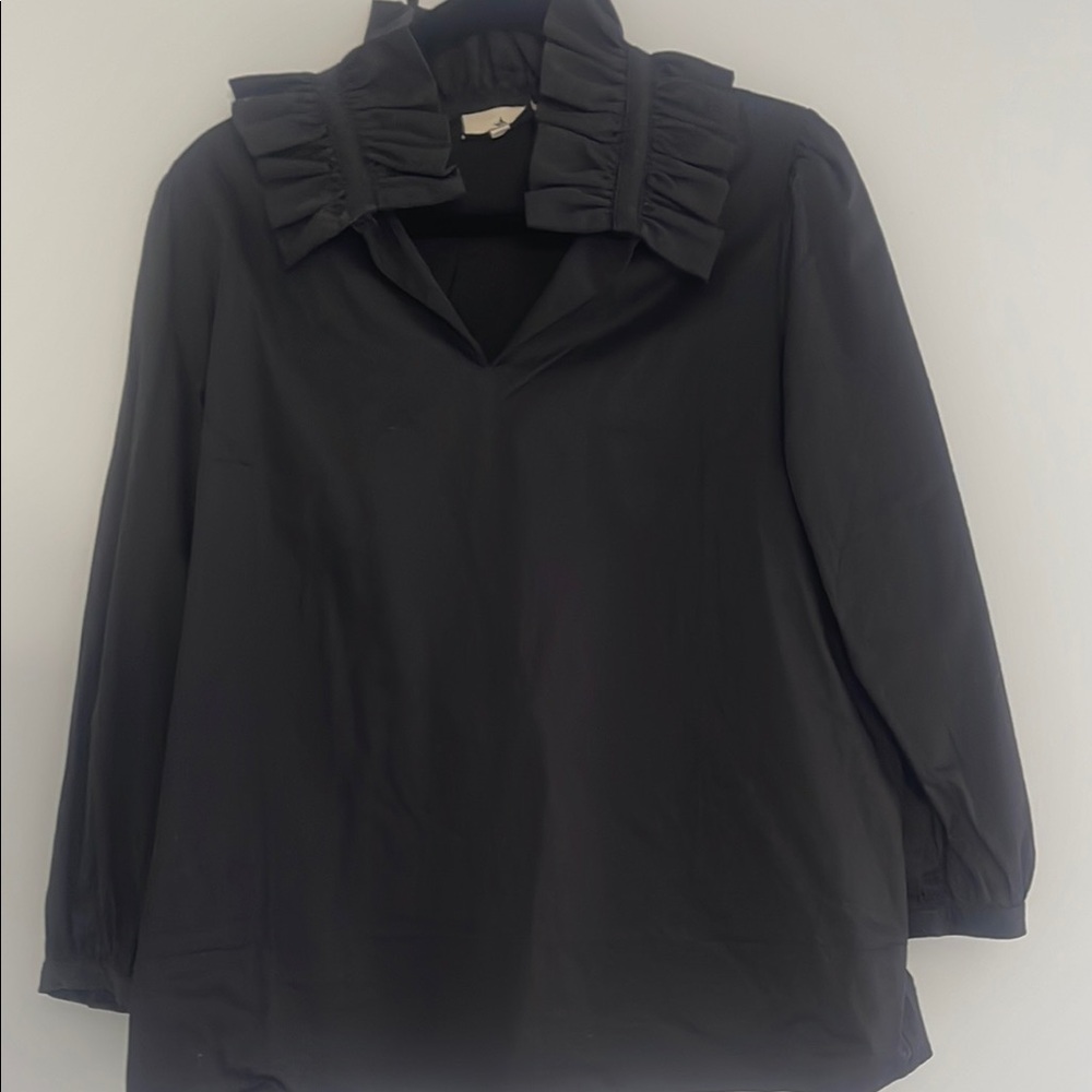 Black Ruffled Sailor Collar Blouse